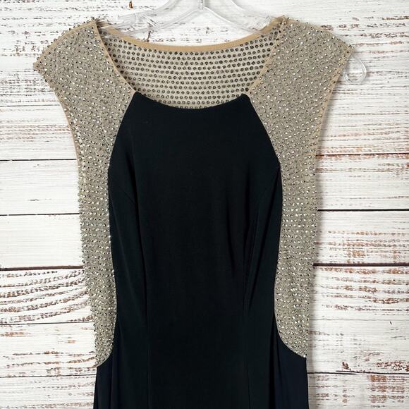 Xscape Black Gold Crystal Embellished Fit and Flare Evening Gown EUC, Size 2 - Picture 4 of 12